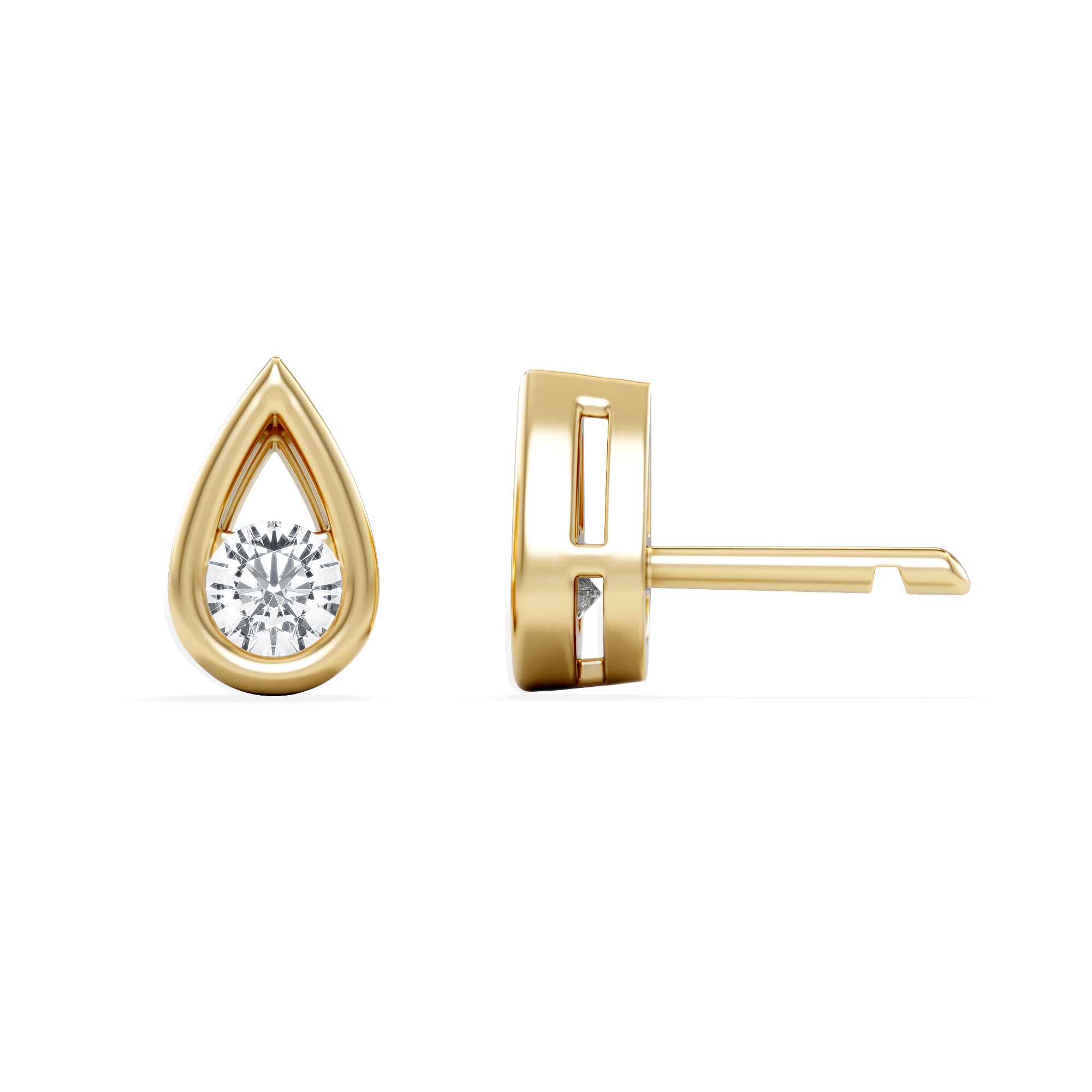 Teardrop 0.21ct Round Cut Lab Grown Stud Earrings in 18K Gold Vermeil